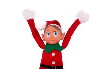 Isolated Christmas Elf toy on a white background with copy space. Christmas spirit, Christmas...