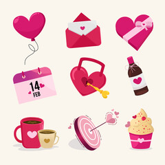 Valentine's icon pack vector illustration