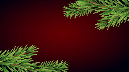 Christmas background with christmas tree. red and black gradient background with free space.