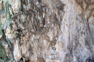 Abstract background. Stone formation of a sheer cliff close-up.
