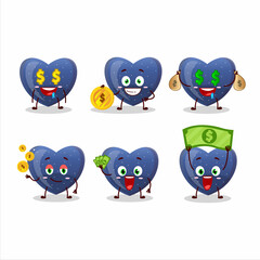 blue love gummy candy cartoon character with cute emoticon bring money