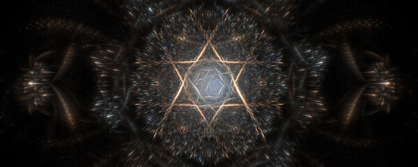 Abstract star hexagram explosion background