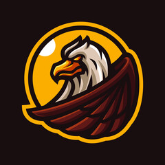 Brown Eagle Mascot Gaming Logo Template 