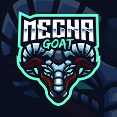Mecha Goat Mascot Gaming Logo Template