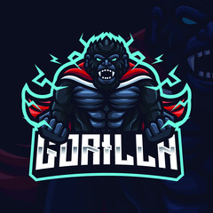 King Gorilla Mascot Gaming Logo Template 