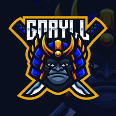 Samurai Gorilla Mascot Gaming Logo Template