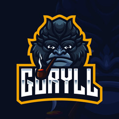 Gorilla Smoking Mascot Gaming Logo Template