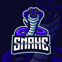 Purple Snake Mascot Gaming Logo Template