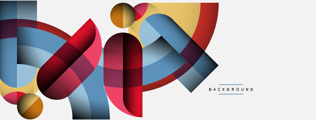 Obraz premium Trendy shapes, color minimal design composition, lines and shadows for wallpaper banner background or landing page