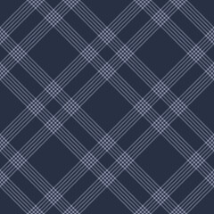 Abstract check plaid pattern print in blue for spring autumn winter. Seamless dark diagonal tartan plaid illustration for scarf, skirt, blanket, throw, duvet cover, other modern fashion fabric design.