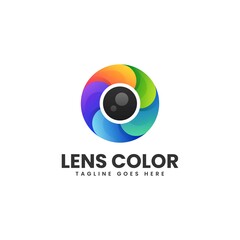 Vector Logo Illustration Lens Gradient Colorful Style.