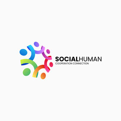 Vector Logo Illustration Social Human Gradient Colorful Style.