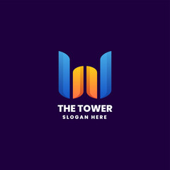 Vector Logo Illustration The Tower Gradient Colorful Style.