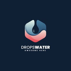 Vector Logo Illustration Waterdrop Simple Mascot Style.