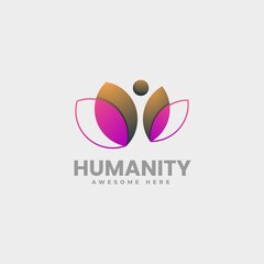 Vector Logo Illustration Humanity Gradient Colorful Style.
