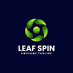Vector Logo Illustration Spin Leaf Gradient Colorful Style.