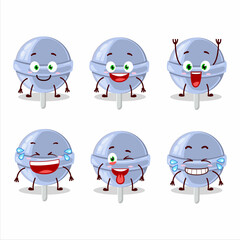 Cartoon character of sweet blueberry lolipop with smile expression