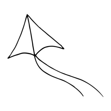 recommend clip art: kite hand drawn doodle. vector, minimalism, scandinavian, monochrome, nordic. toy, wind, flying, ribbon, tail. sticker, icon.