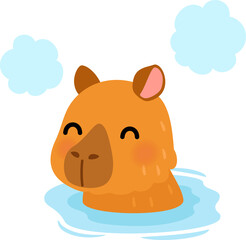 お湯に浸かっているカピバラのキャラクター