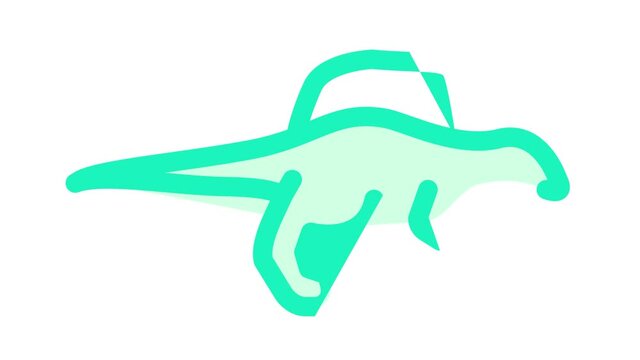 Dinosaur Wild Animal color icon animation. Spinosaurus And Arrhinoceratops, Ankylosaurus And Mosasaurus Prehistoric Dinosaur