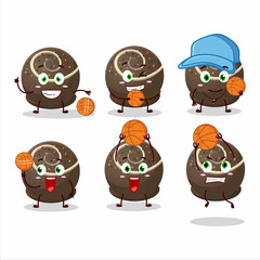 Talented truffle chocolate candy cartoon character as a basketball athlete