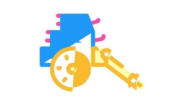 Siege Engine Catapult color icon animation. Ancient Weapon And Cores, Arrow Thrower And Siege Tower, Trebuchet And Hook Destroyer