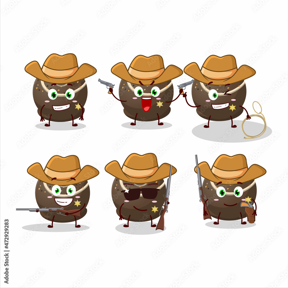 Poster Cool cowboy truffle chocolate candy cartoon character with a cute hat