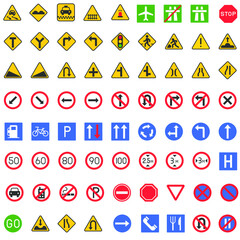 Traffic signals new flat vector icon collection set