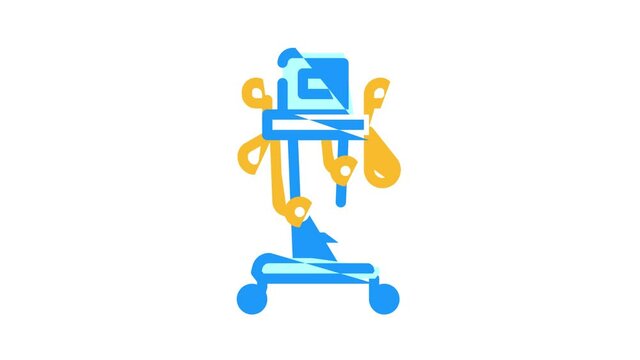 Physical Therapy Aid color icon animation. Magnetic Therapy Device And Laser, Massager, Physiotherapy Complex And Ultrasonic Inhaler