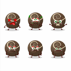 Truffle chocolate candy cartoon character with nope expression