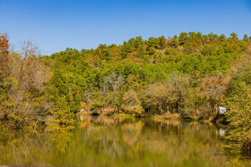 Nature autumn fall color of Robbers Cave State Park