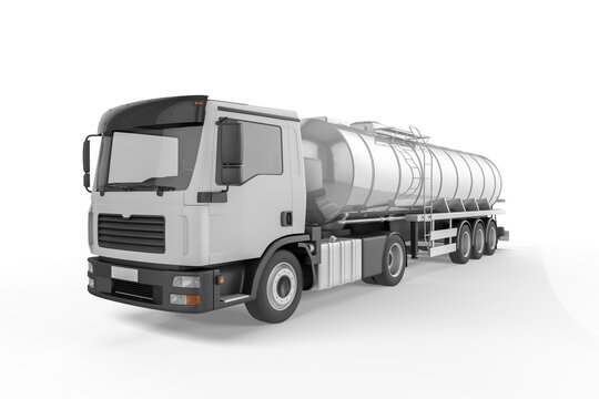 Big Tanker Truck On White Background Mockup