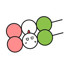 三色団子2本とにわとり