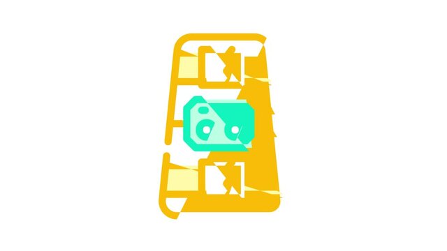 Ems Training Device color icon animation. Stimulator With Strap And Suction Cups, Massager For Feet And Stimulant For Press Ems Training