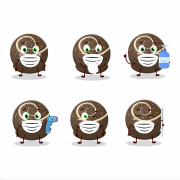 A picture of truffle chocolate candy cartoon design style keep staying healthy during a pandemic