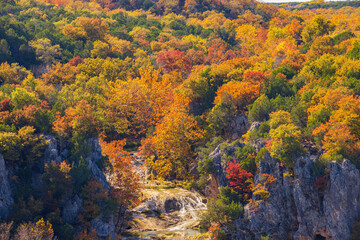 High angle view of the beautiful landscape of Turner Falls