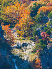 High angle view of the beautiful landscape of Turner Falls