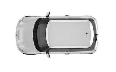 White mini sport car on white background mockup - obrazy, fototapety, plakaty