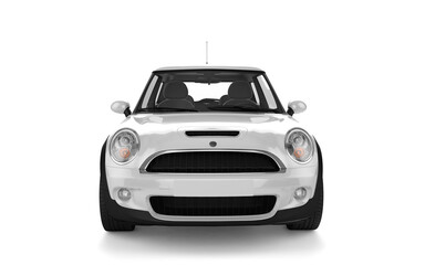 White mini sport car on white background mockup - obrazy, fototapety, plakaty