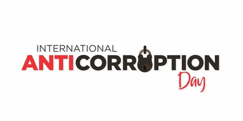 Conceptual Typography of International Anti Corruption Day. Illustration of Antique Lock of Jail.