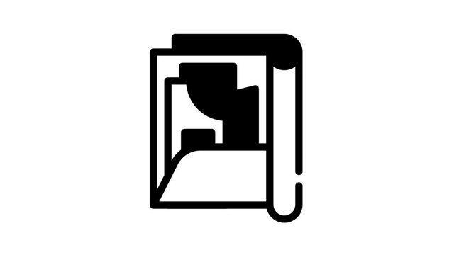 Sewing Craft Studio line icon animation. Sewing Machine And Scissors Equipment, Pattern And Thimble With Thread, Pin And Fabric