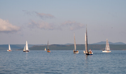 sailboats in the bay