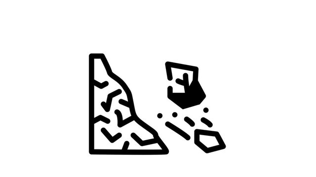Volcano Lava Eruption line icon animation. Volcano Under Water And Stratovolcano Mountain, Volcanic Bomb, Magma, Dirty Thunderstorm And Mud