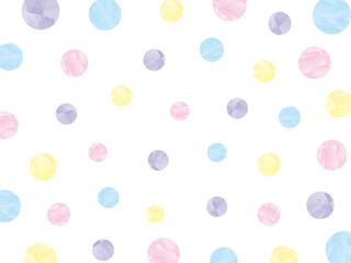 パステルカラーのドット柄　水彩テクスチャ
