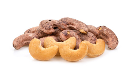 Roasted cashew nuts isolated on white