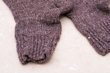warm winter knitted wool socks handmade close-up