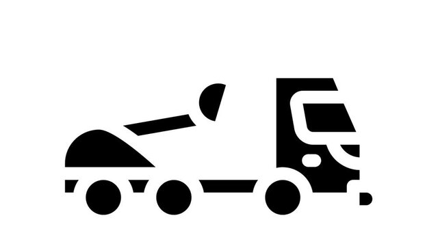 Construction Vehicle glyph icon animation. Construction Crane And Bulldozer, Wheel And Skid Loader, Scissor Lift And Concrete Mixer