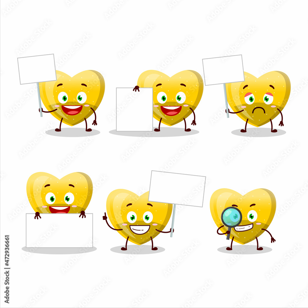 Canvas Prints Yellow love gummy candy cartoon character bring information board