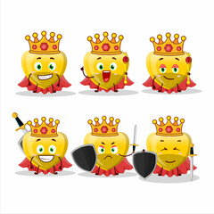 A Charismatic King yellow love gummy candy cartoon character wearing a gold crown
