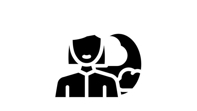 Female Occupation glyph icon animation. Doctor And Musician, Interpreter And Farmer, Architect And Judge Woman Occupation